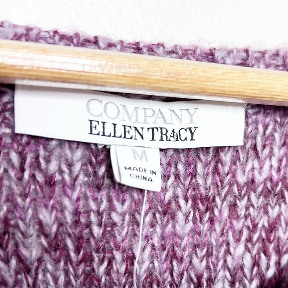 NWT Ellen Tracy Womens Marled Knit Sweater Long Sleeve Casual Pullover Purple M - Picture 14 of 16